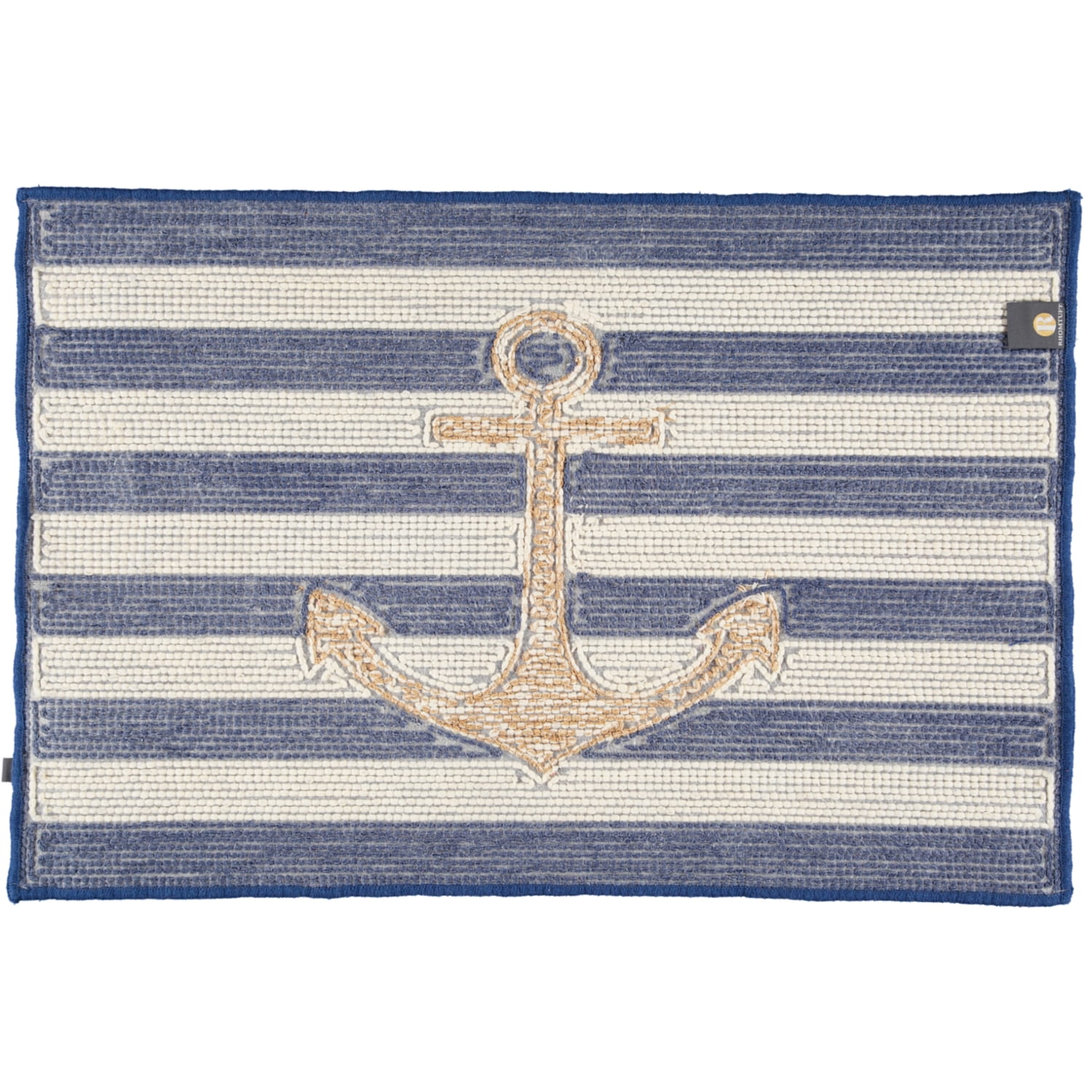 Rhomtuft - Badteppiche Anker - Farbe: royal/weiss/weiss-gold Lurex - 1368 - 60x90 cm