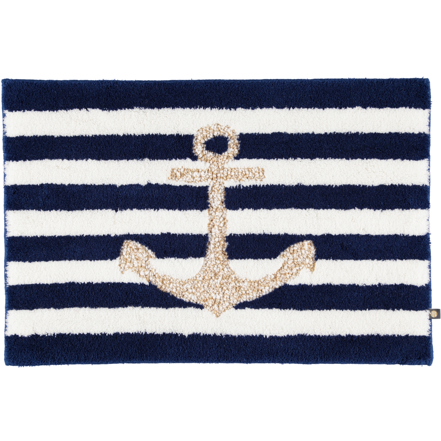 Rhomtuft - Badteppiche Anker - Farbe: royal/weiss/weiss-gold Lurex - 1368 - 60x90 cm