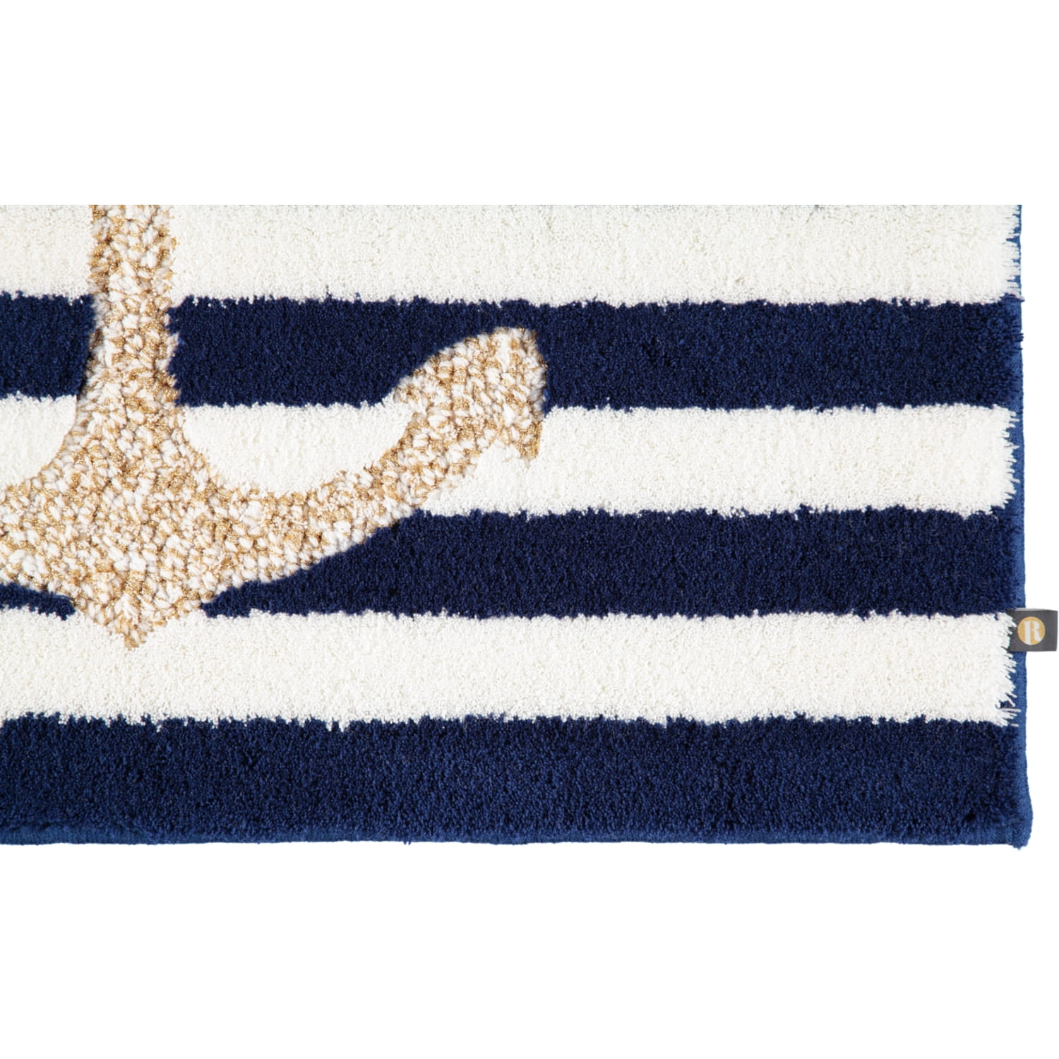 Rhomtuft - Badteppiche Anker - Farbe: royal/weiss/weiss-gold Lurex - 1368